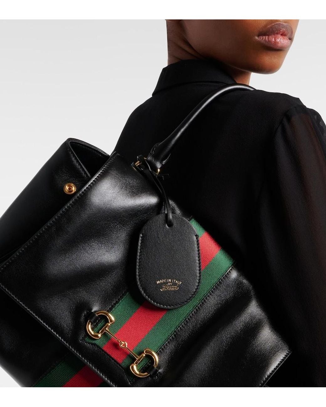 Gucci Black Paparazzo Medium Leather Tote Bag