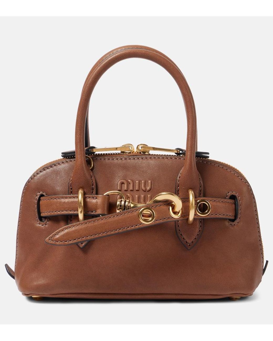 Miu Miu Brown Aventure Mini Leather Tote Bag