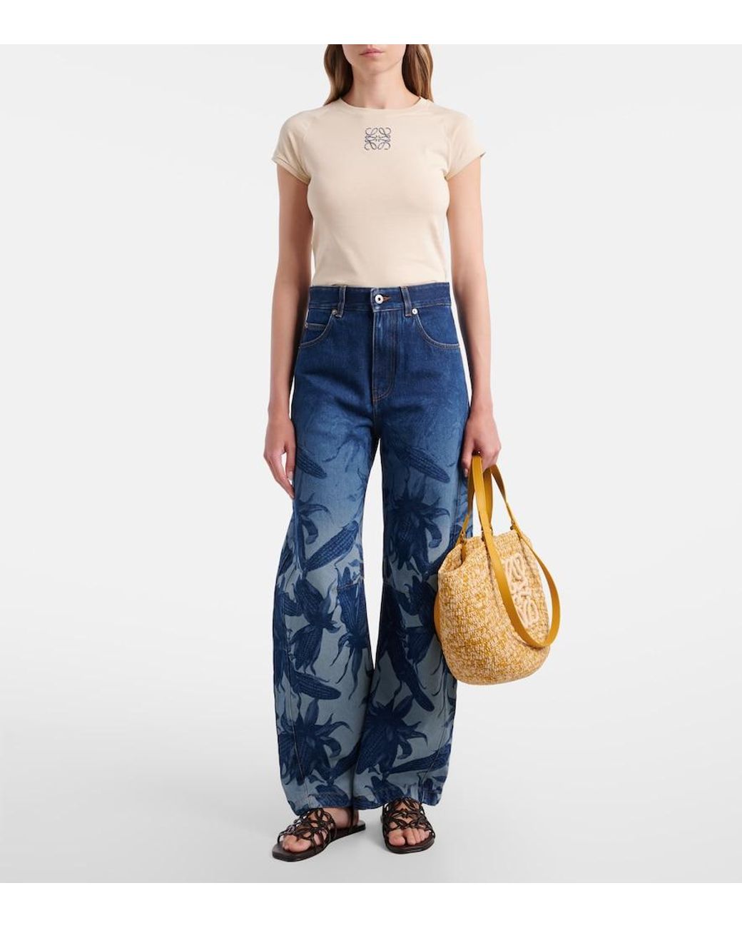Loewe Black Paula's Ibiza Petal Anagram Leather Sandals