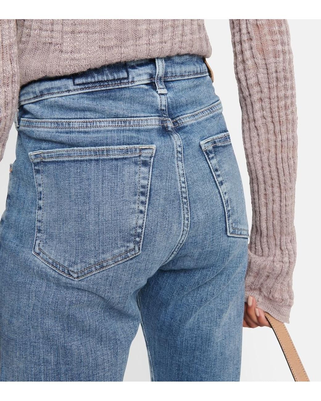 AG Jeans Blue American Mid-Rise Straight Jeans