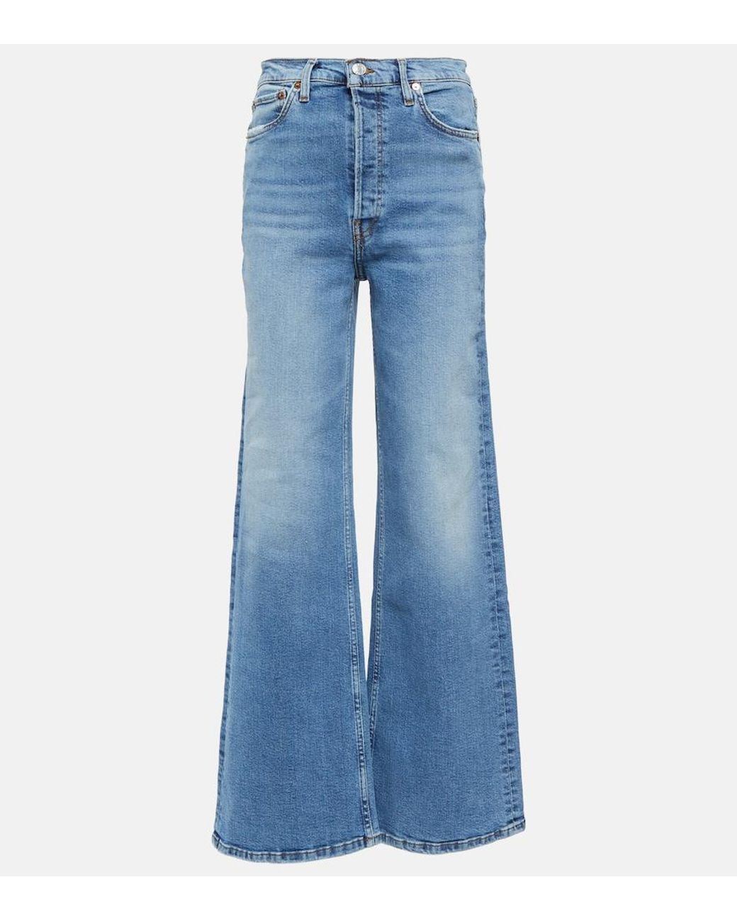 Re/done Blue '70S High-Rise Wide Jeans