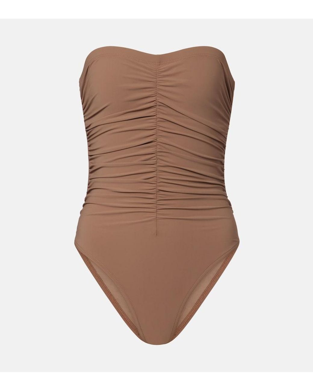 Karla Colletto Brown Basics Ruched Swimsuit