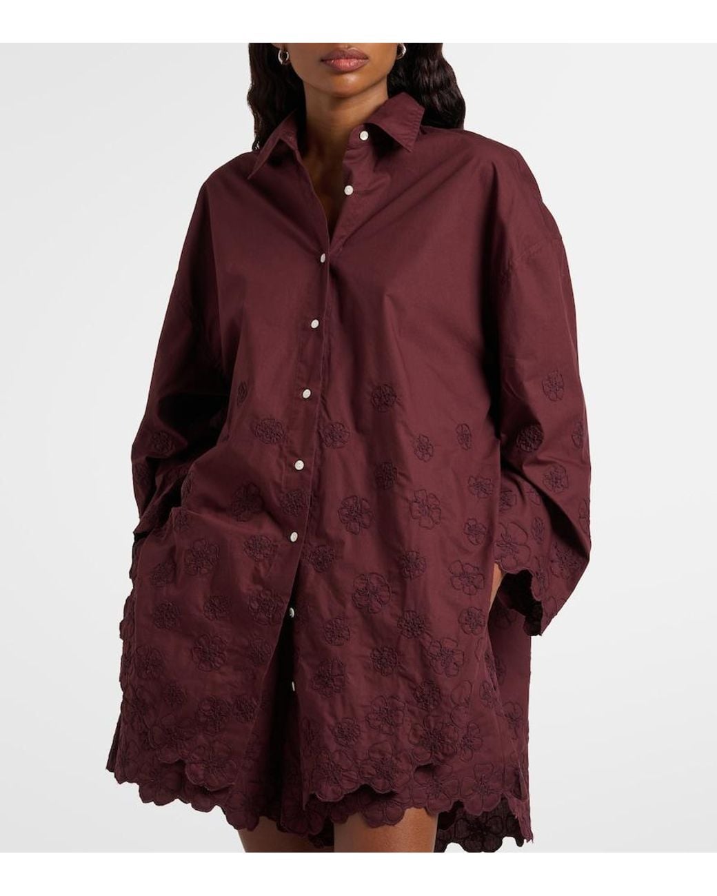 Juliet Dunn Purple Embroidered Cotton Shirt