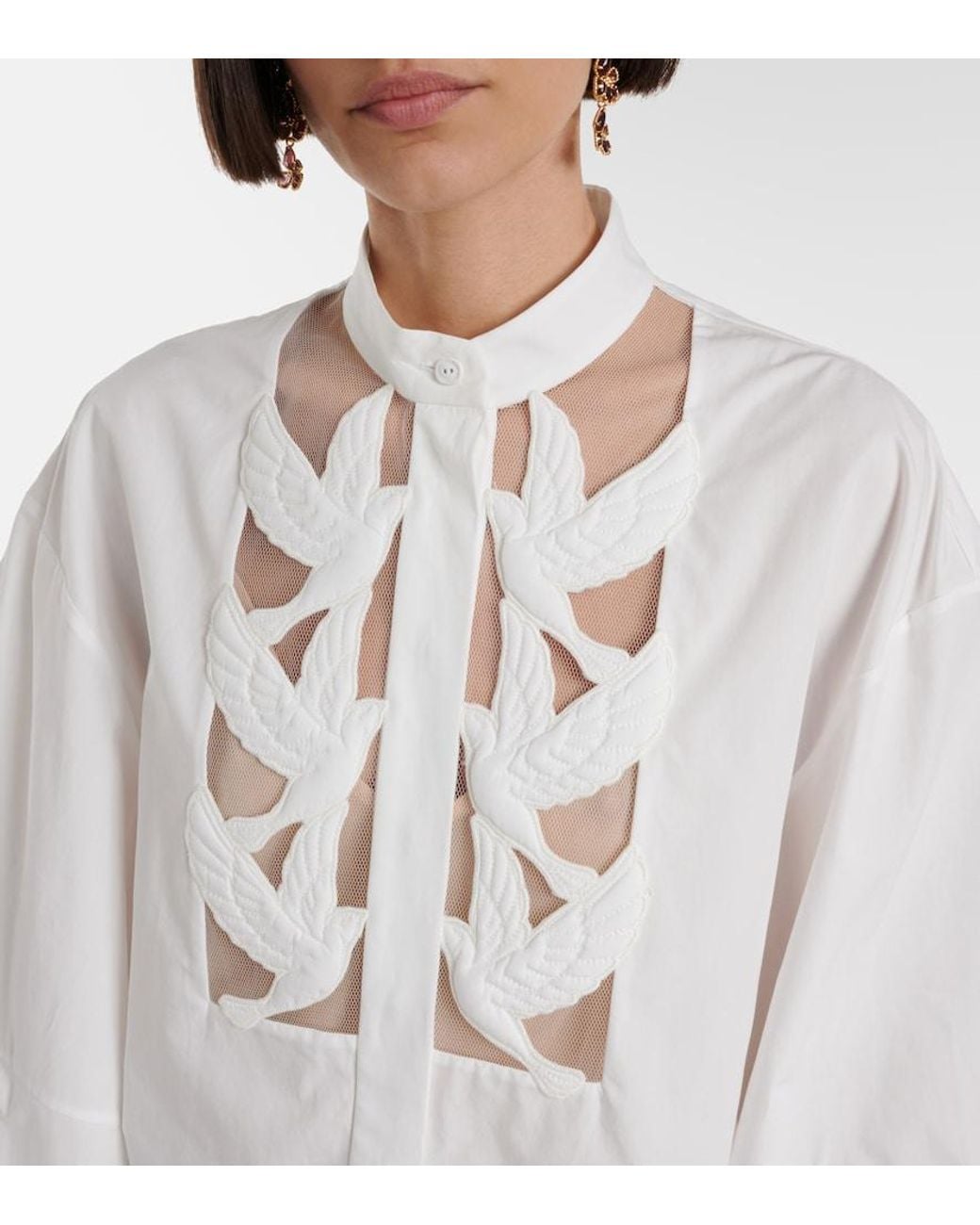 Zimmermann White Luna Applique Cotton Blouse