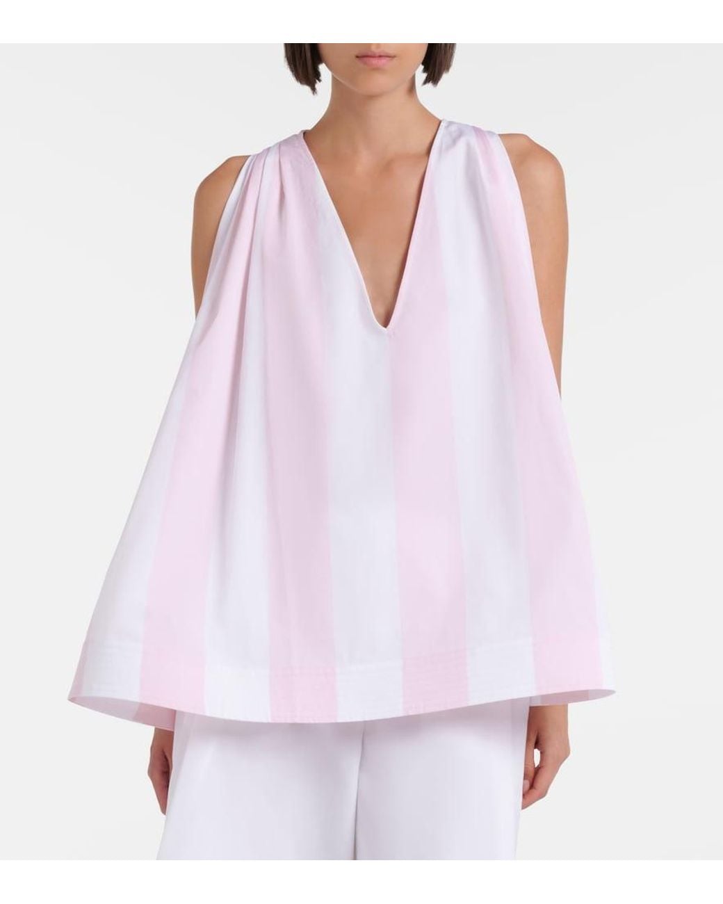 Jacquemus White Norma Striped Cotton Poplin Top