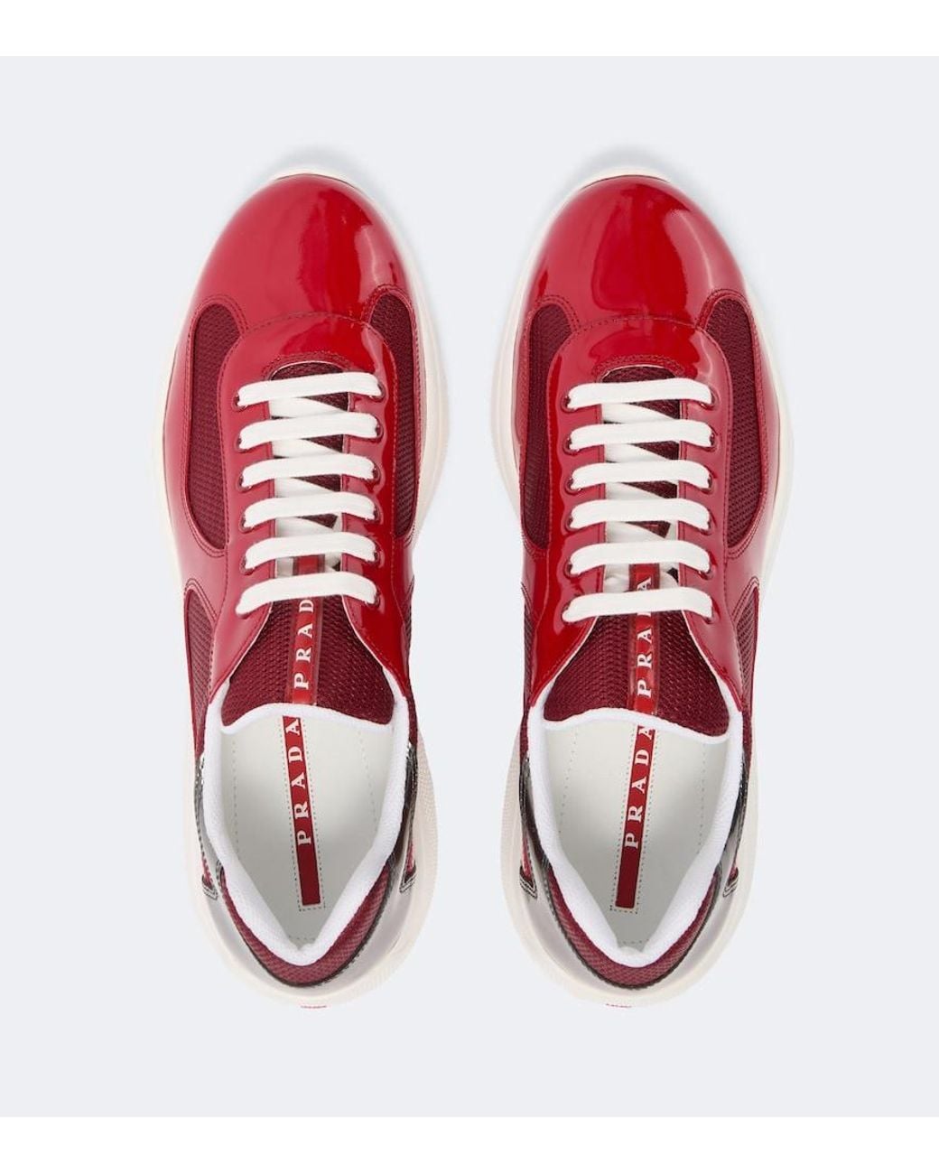 Prada Red America's Cup Leather-Trimmed Sneakers for men