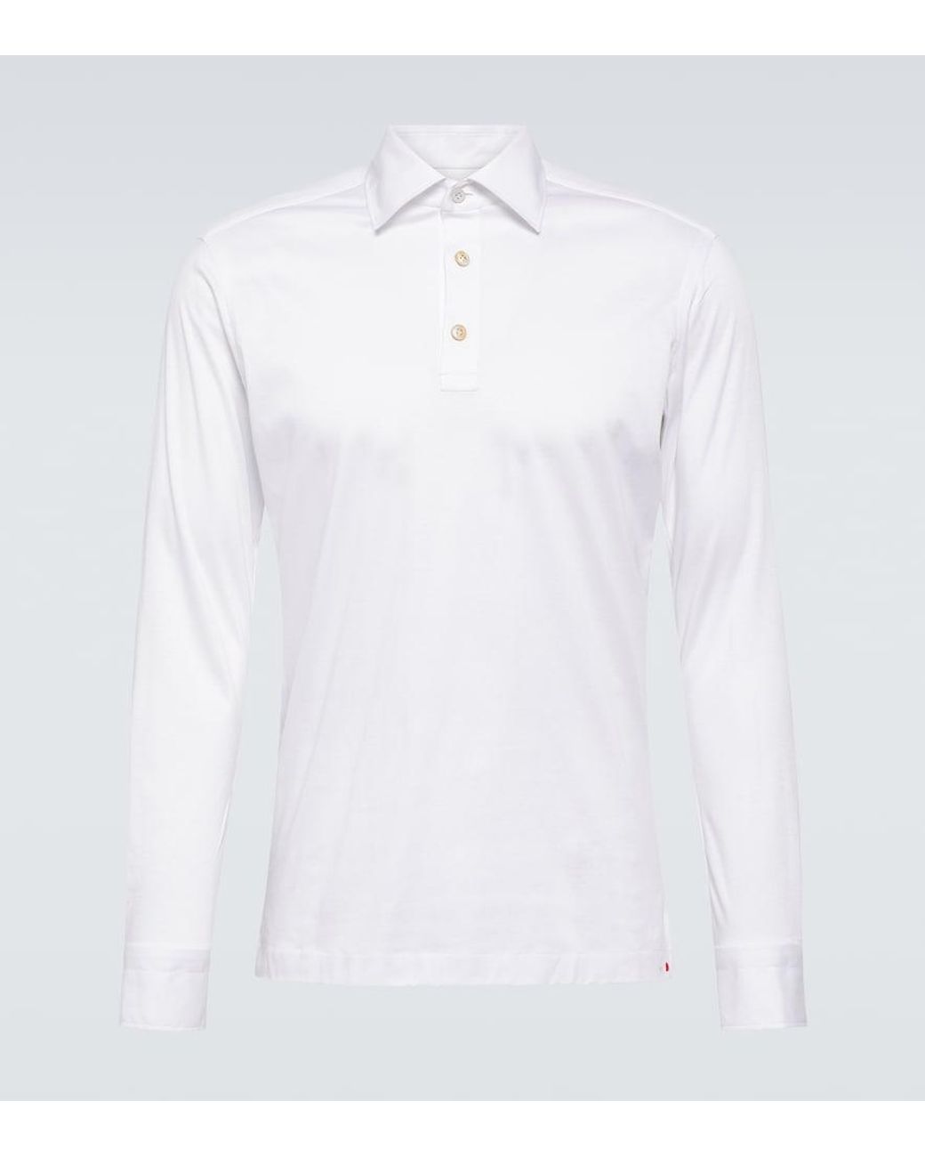 Kiton White Cotton Poplin Polo Top for men