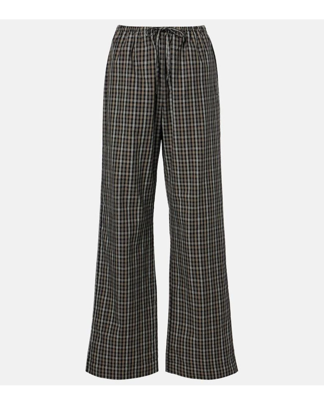 Rohe Gray Checked Cotton Wide-Leg Pants