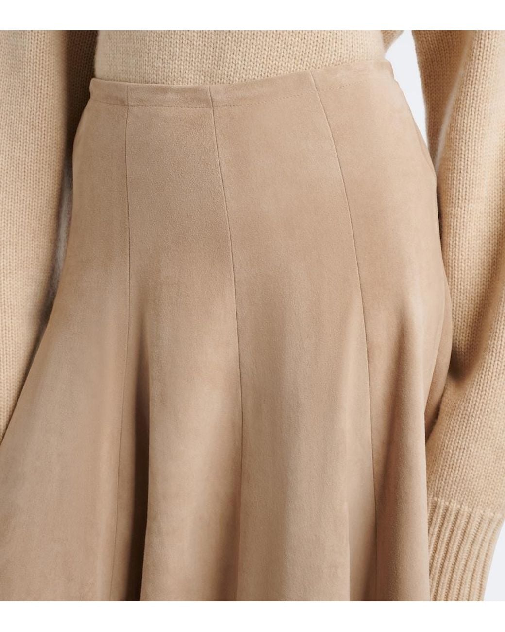 Stouls Natural Sabrina Suede Midi Skirt