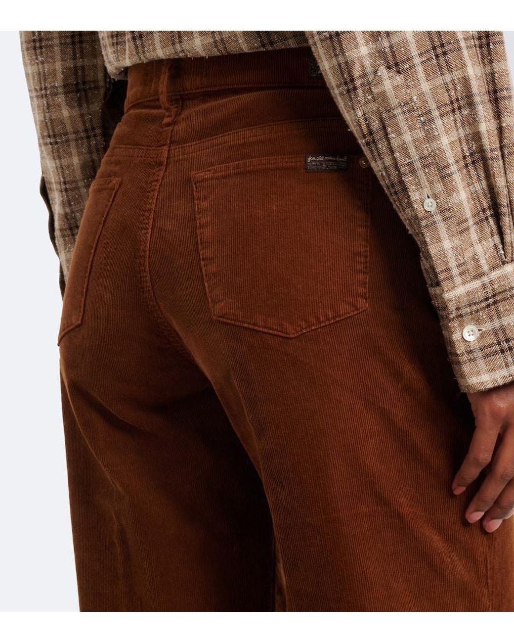 7 For All Mankind Brown Lotta Cotton-Blend Corduroy Wide-Leg Pants