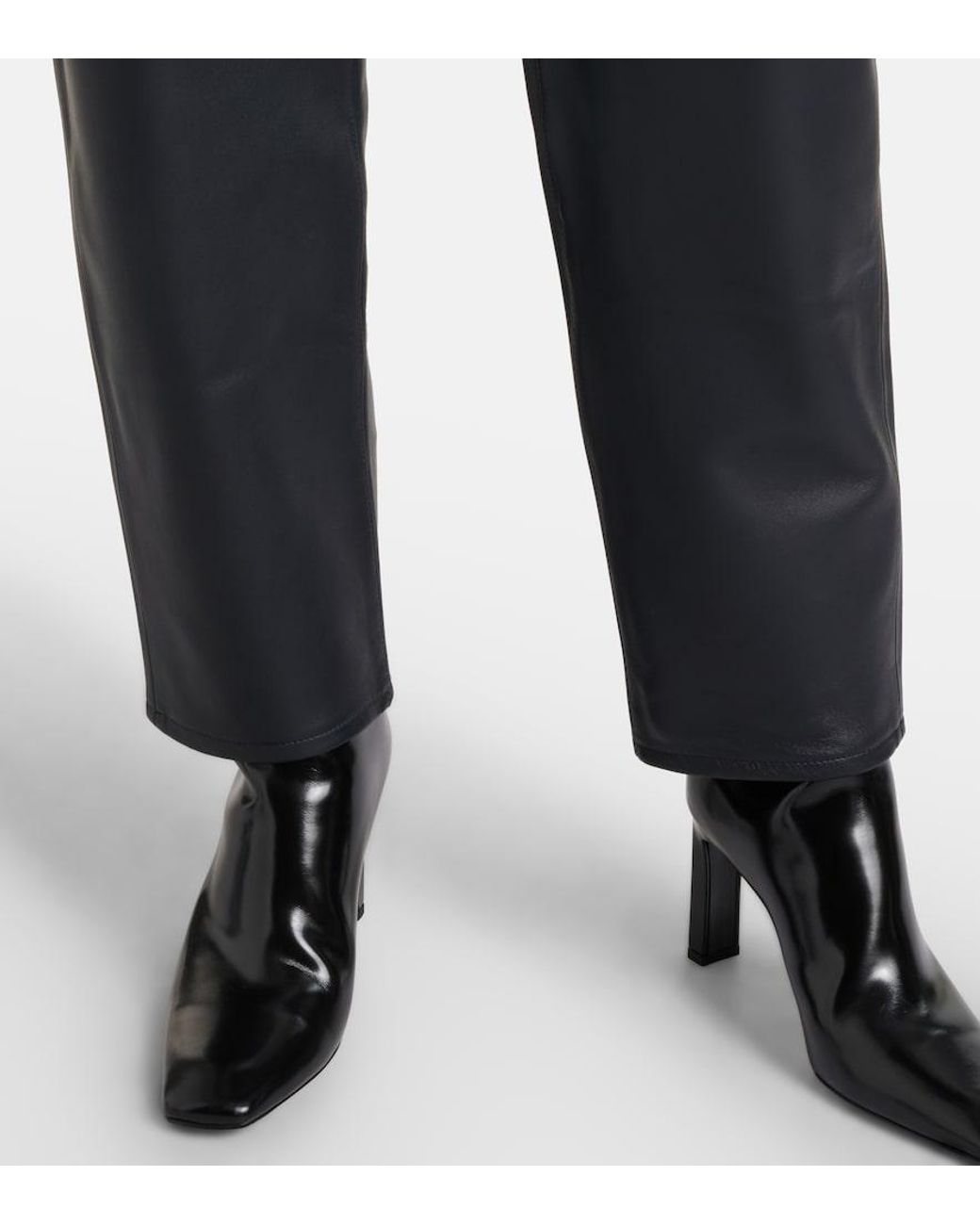 FRAME Blue Neat Leather Straight Pants