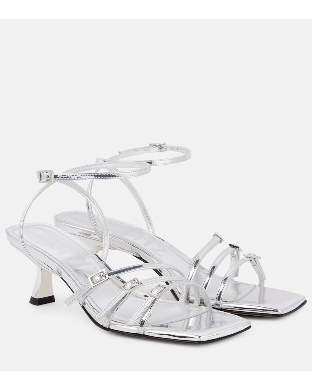 Souliers Martinez White Teresa 60 Metallic Leather Sandals