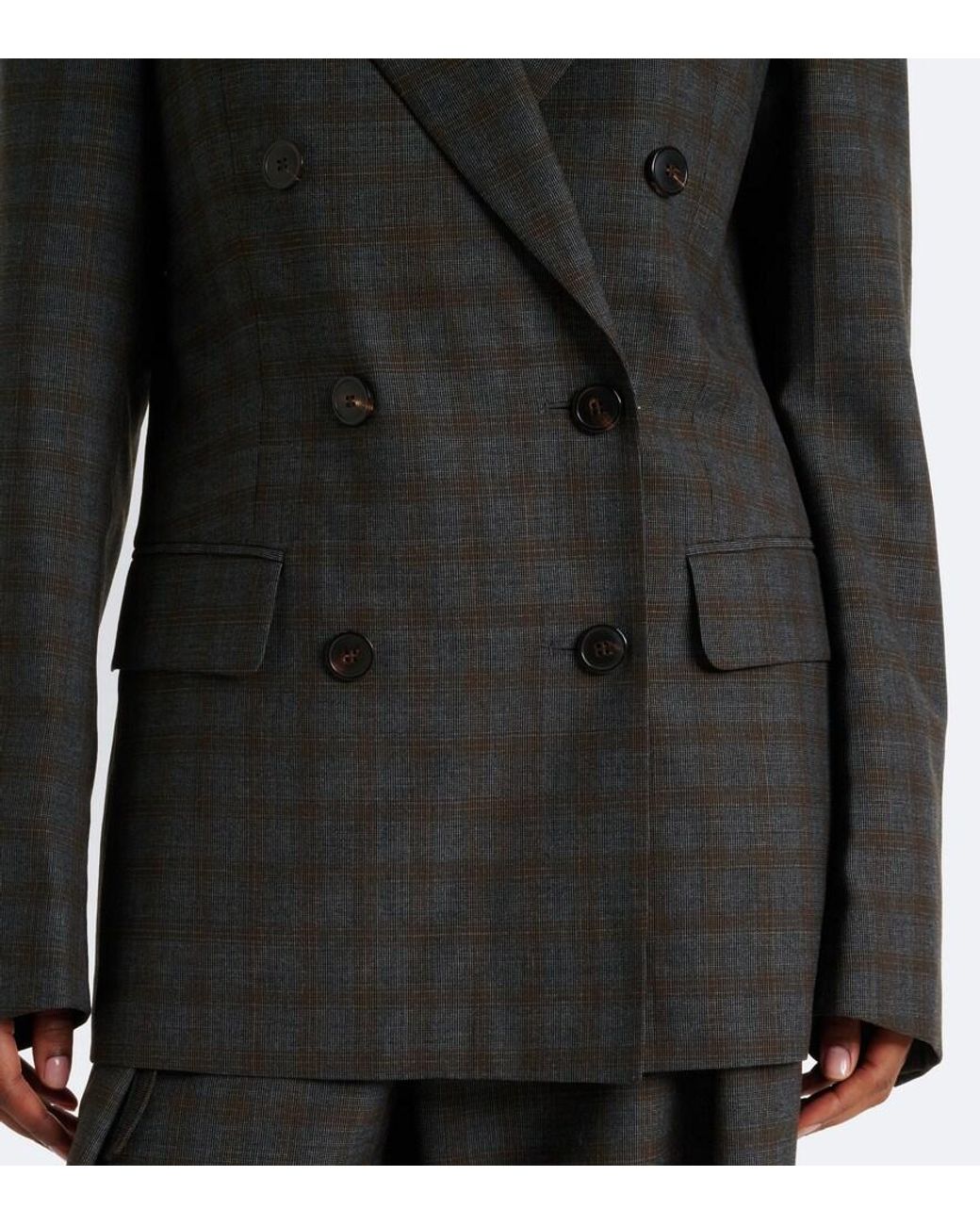 Dries Van Noten Black Checked Double-Breasted Wool Blazer
