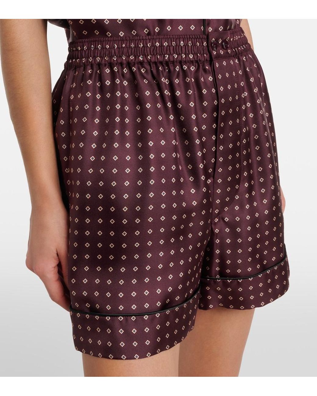 Saint Laurent Red Printed Silk Satin Shorts