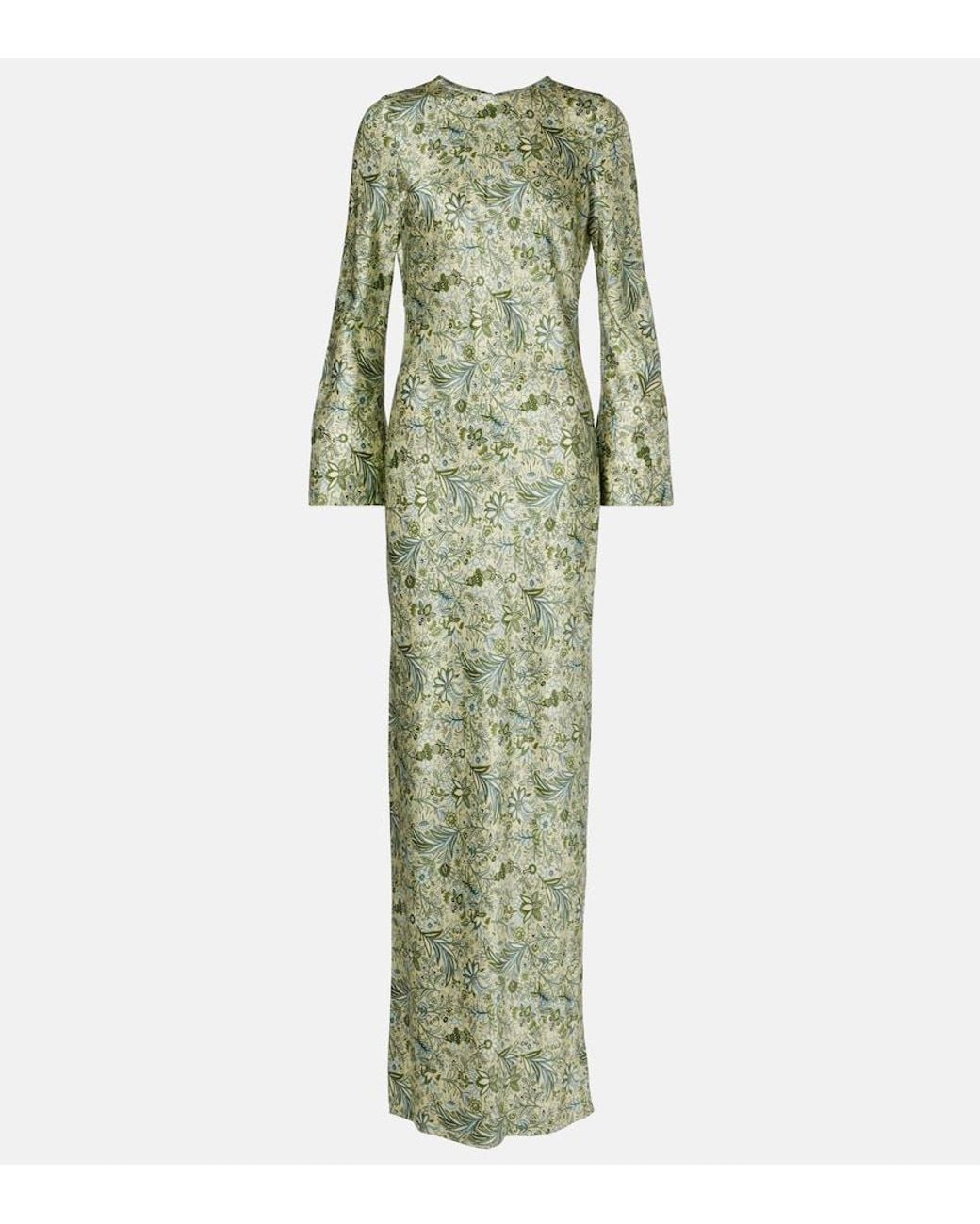 Veronica Beard Green Gemma Printed Silk-Blend Maxi Dress