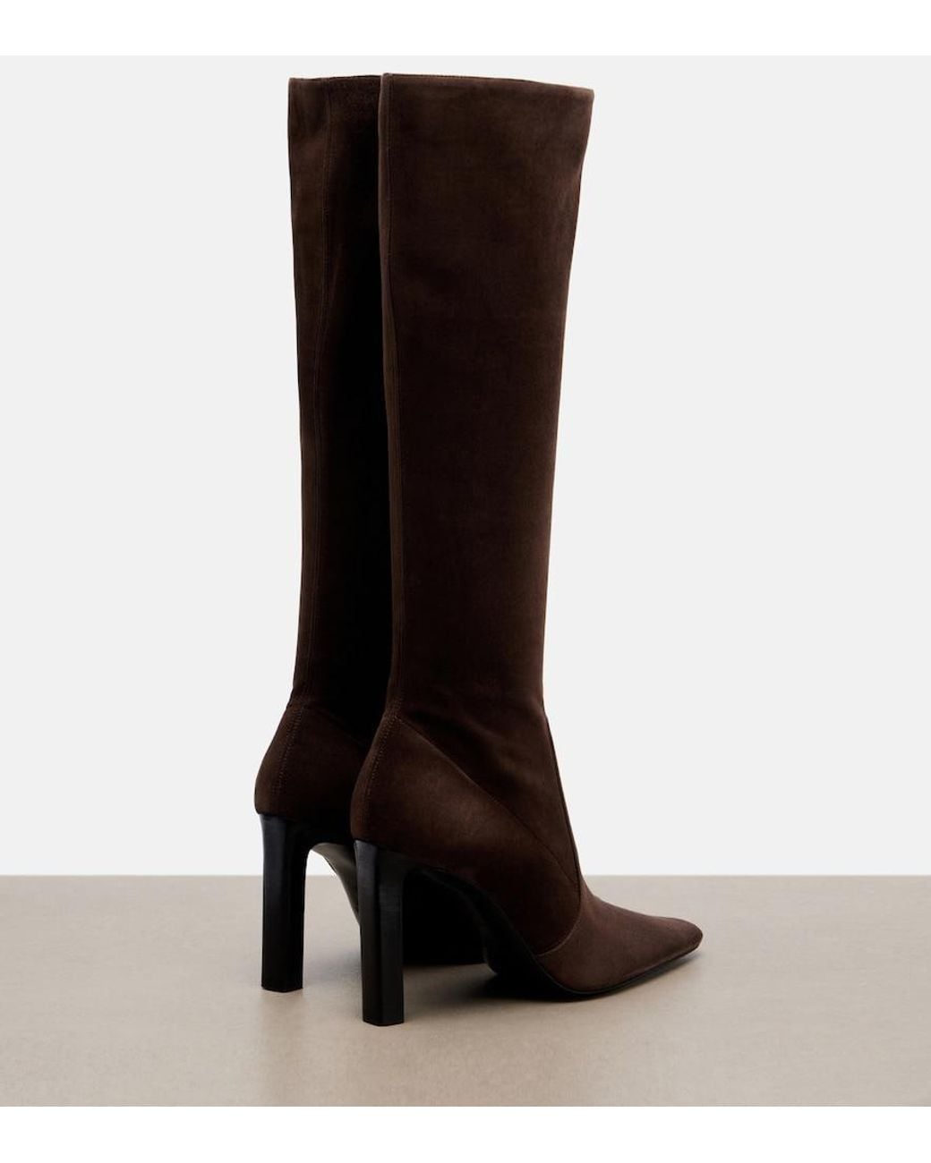 Saint Laurent Black Francoise Suede Knee-High Boots
