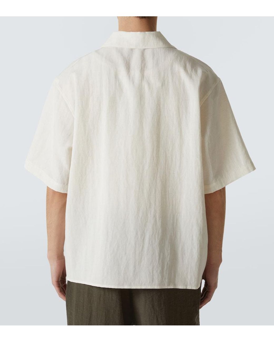 Commas White Reflection Embroidered Bowling Shirt for men