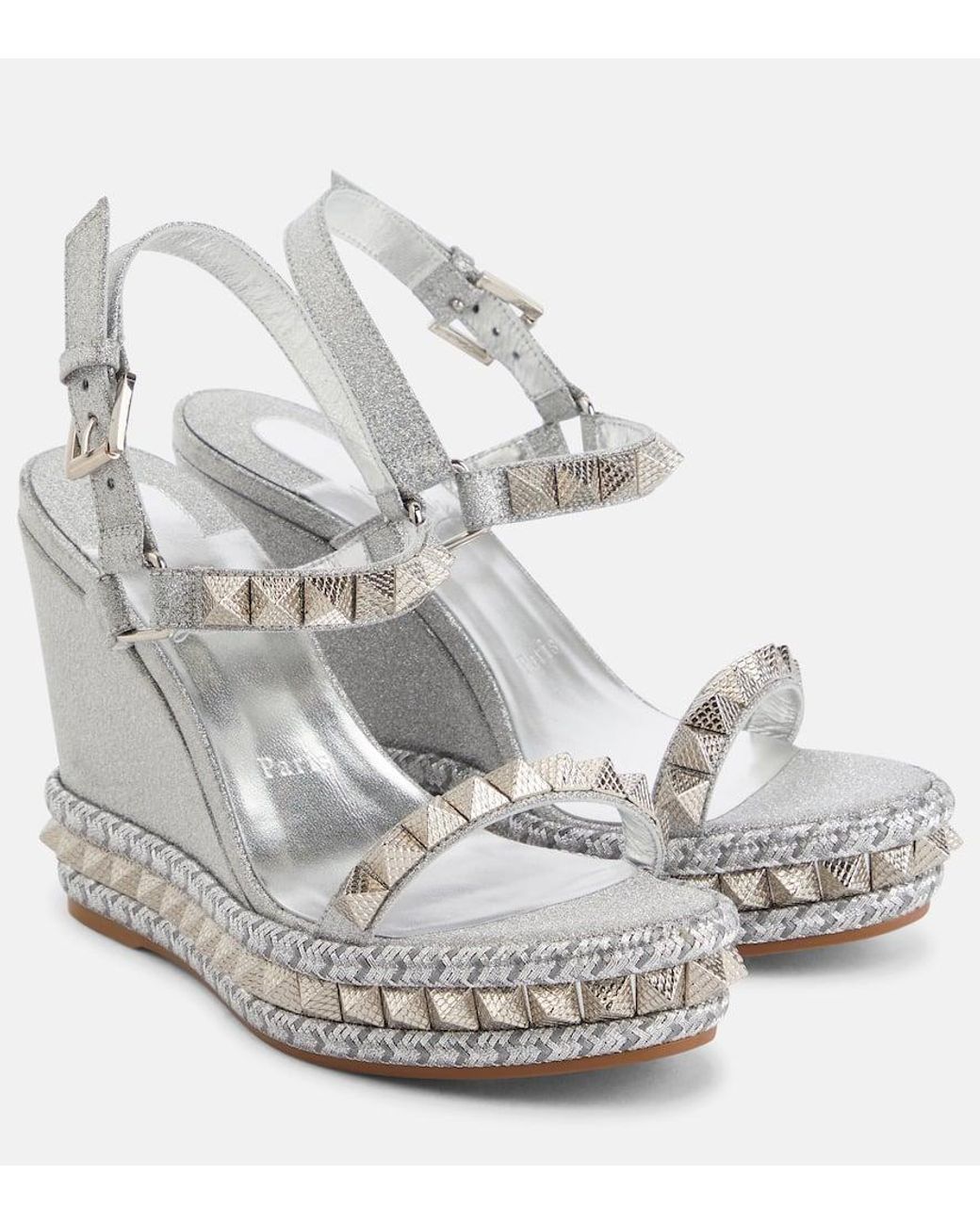 Christian Louboutin Pyraclou Embellished Leather Sandals in
