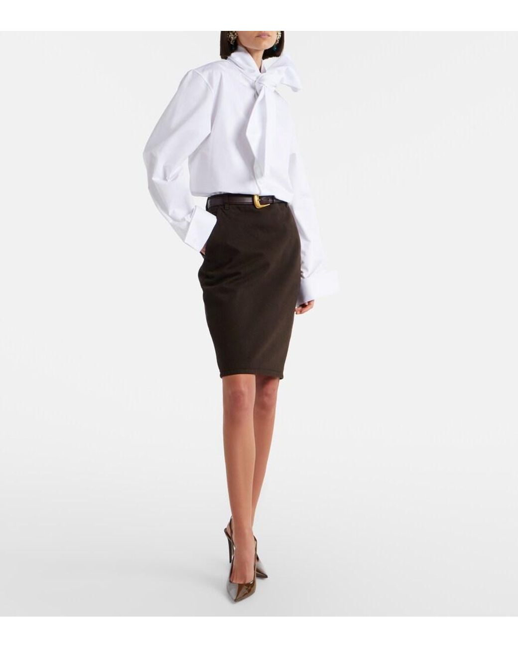 Saint Laurent Brown Guermantes Patent Leather Slingback Pumps