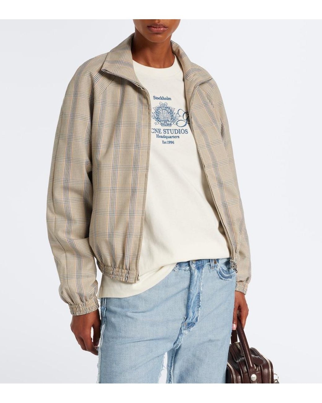 Acne Gray Checked Technical Jacket