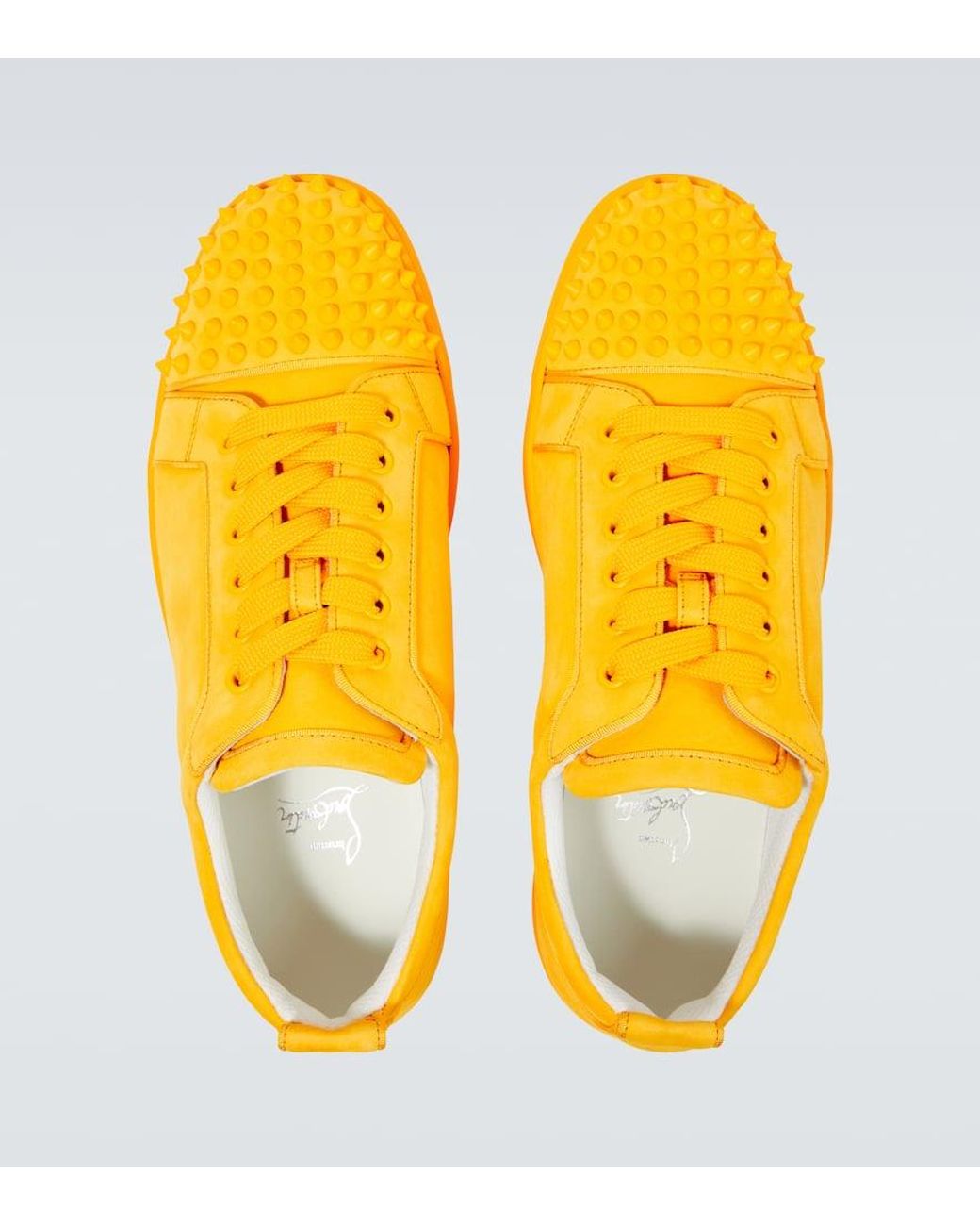 靴 Christian Louboutin LEMON YELLOW SUEDE Christian Louboutin Louis Yellow Suede Gold Spike High Top