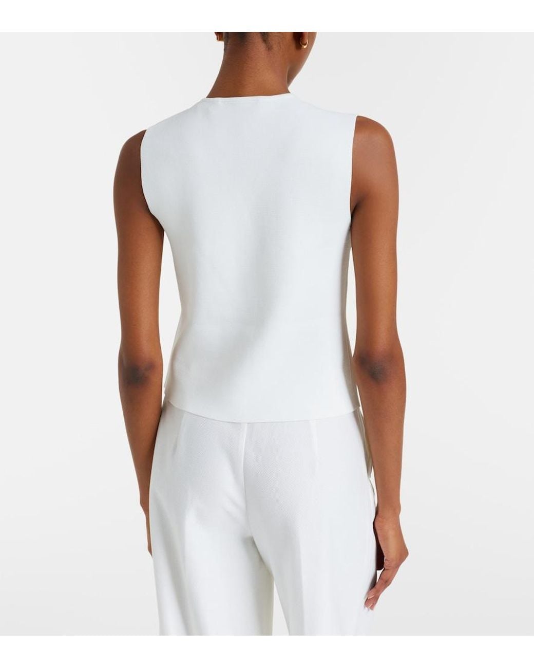 Max Mara White Knitted Crepe Vest