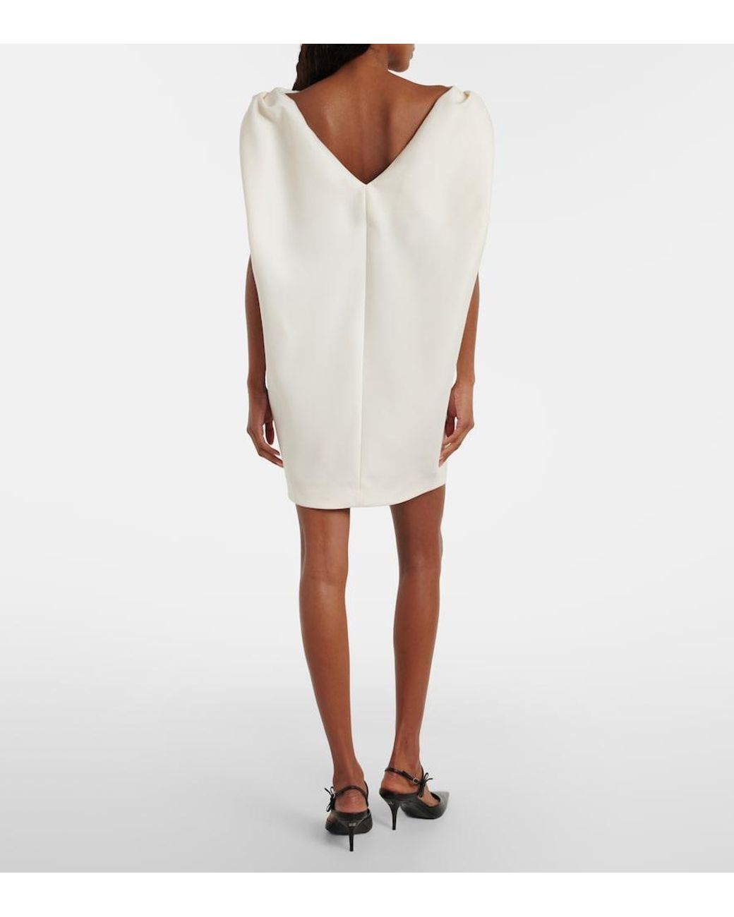 Balenciaga White Draped Wool And Silk Minidress