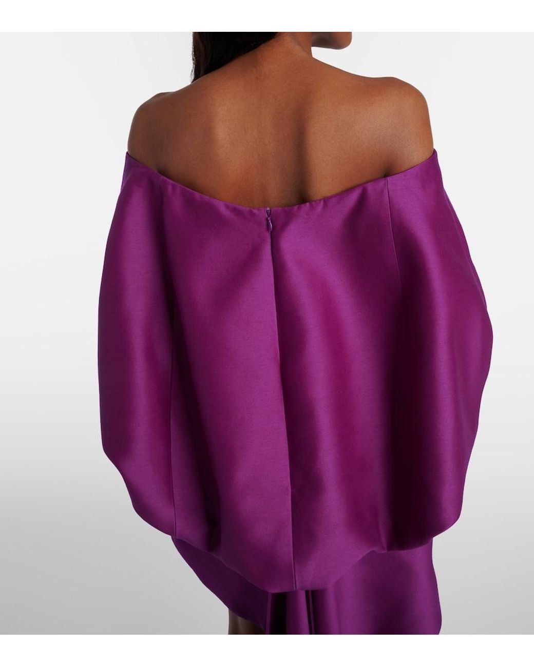 Balenciaga Purple Off-Shoulder Wool And Silk Minidress