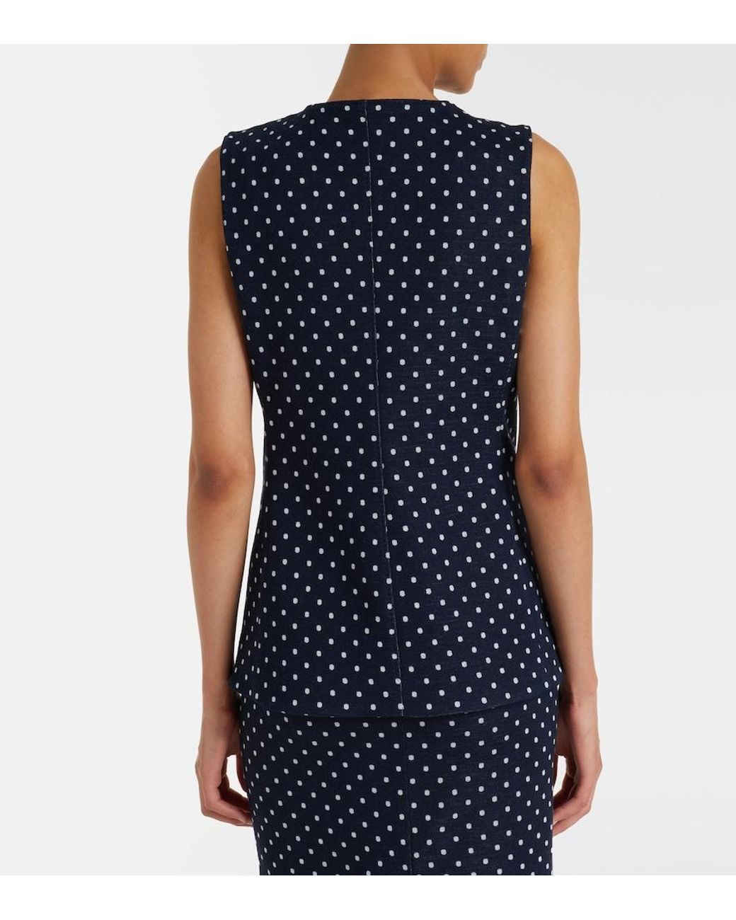 Max Mara Blue Polka-Dot Jersey Vest
