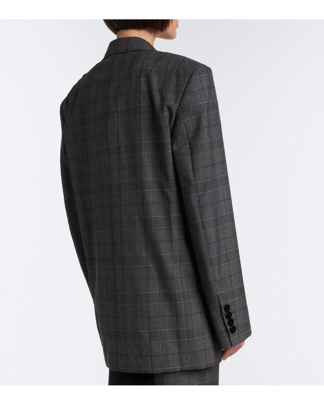 Gucci Black Oversized Checked Wool Blazer