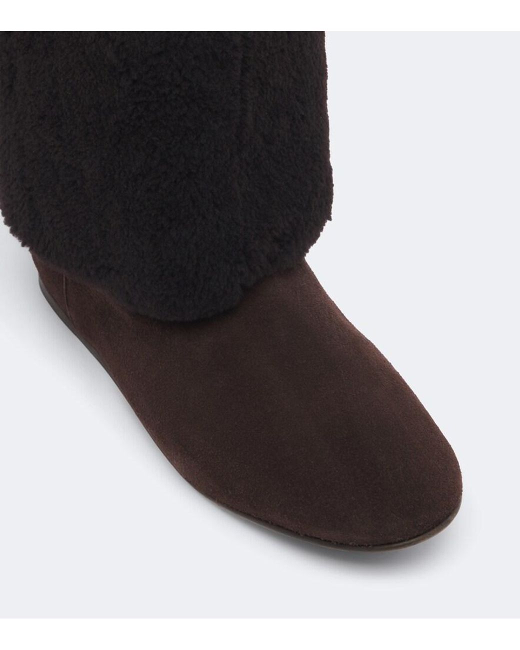 Yves Salomon Black Shearling And Suede Knee-High Boots