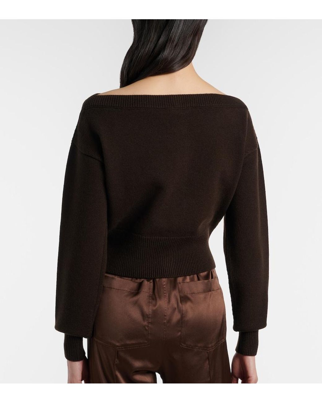 Tom Ford Black Off-Shoulder Cashmere Cardigan