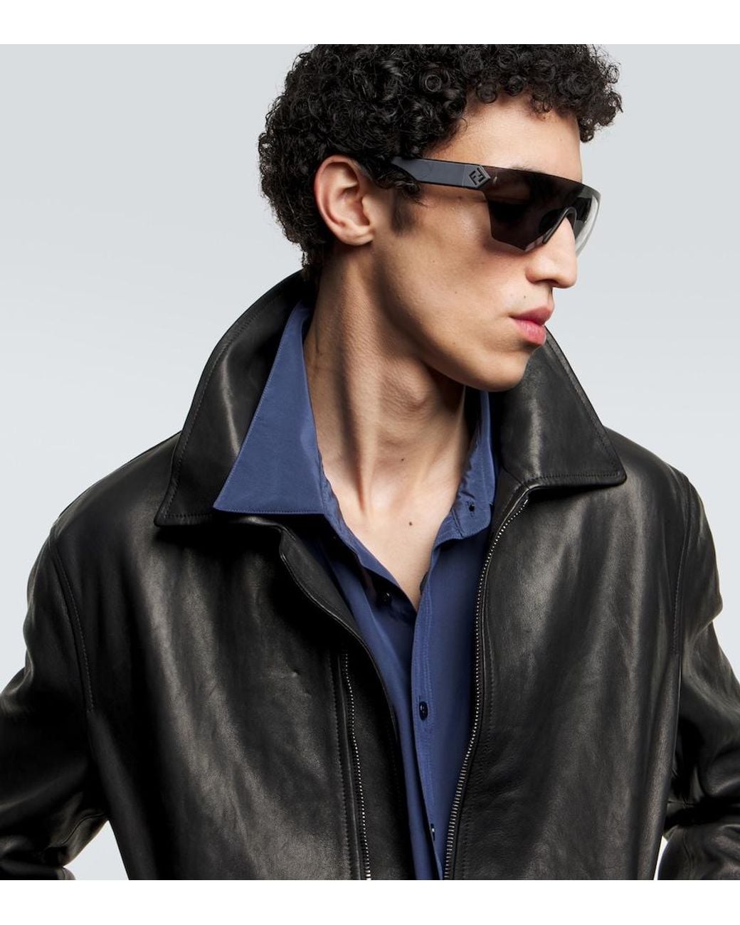 Fendi Gray Ff Squared Shield Sunglasses for men