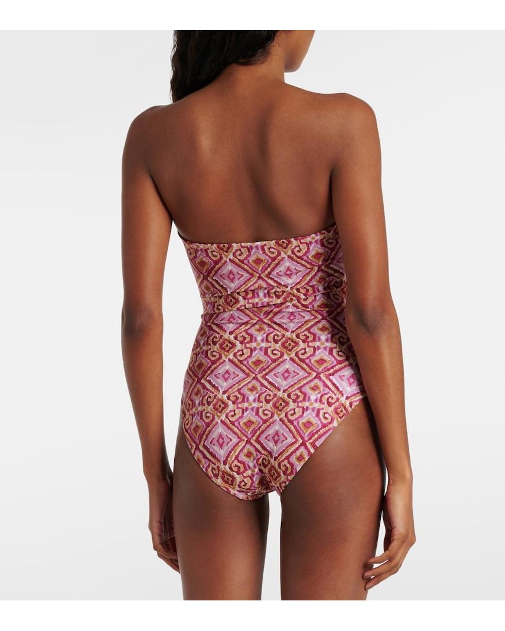 Karla Colletto Red Ruched Strapless Swimsuit