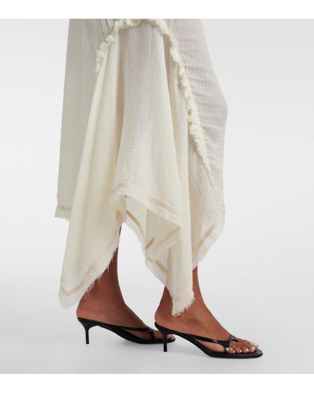 The Attico White Ruffled Cotton Maxi Skirt