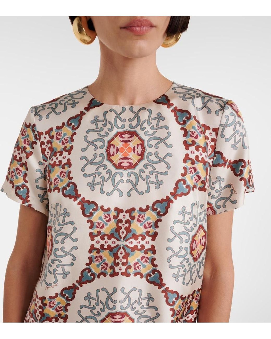 LaDoubleJ Multicolor Swing Printed Silk Satin Minidress