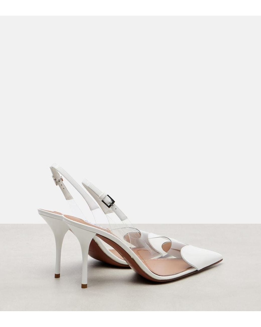 Alaïa White Le Cour 90 Patent Leather Slingback Pumps