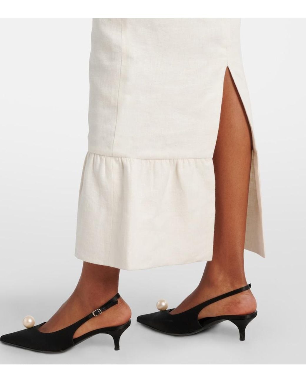 Posse White Matilda Tiered Linen Pencil Skirt