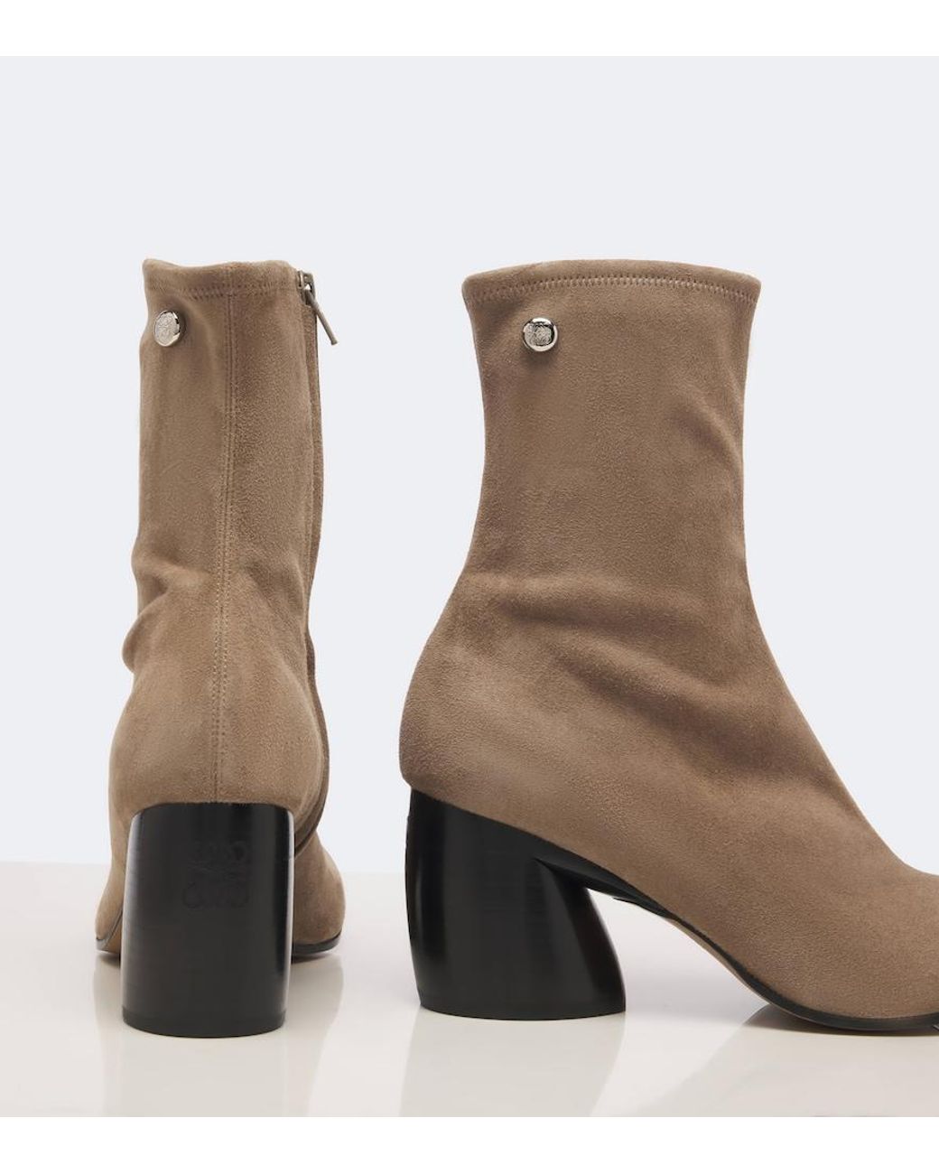Loewe Brown Oval Suede Ankle Boots