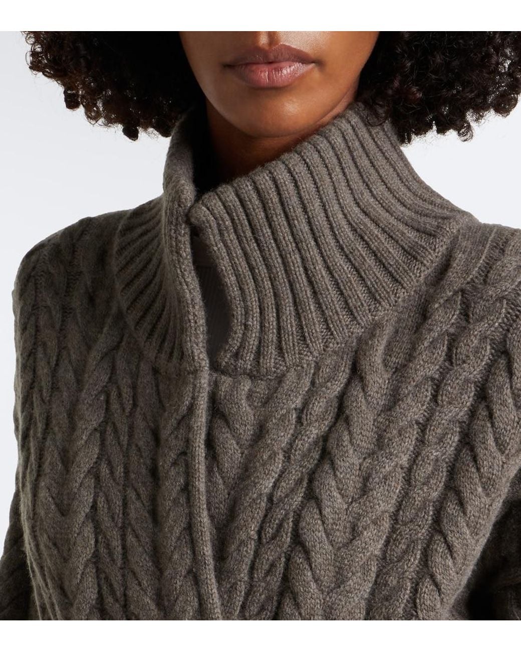 arch4 Brown Bond Street Cable-Knit Cashmere Long Cardigan