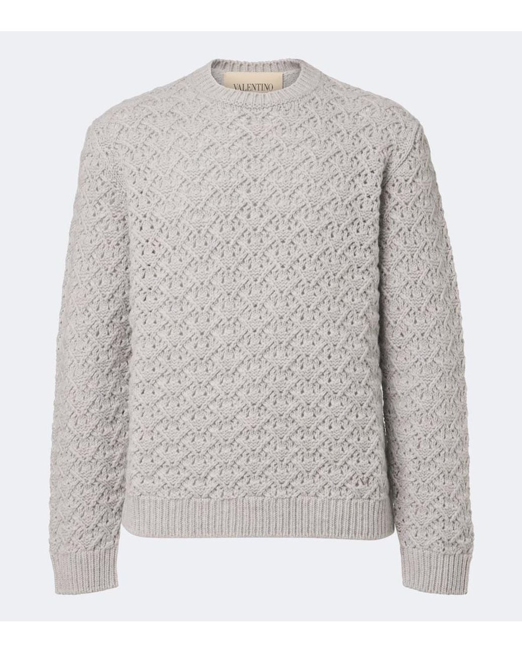 Valentino Garavani Gray Wool And Cashmere Sweater for men