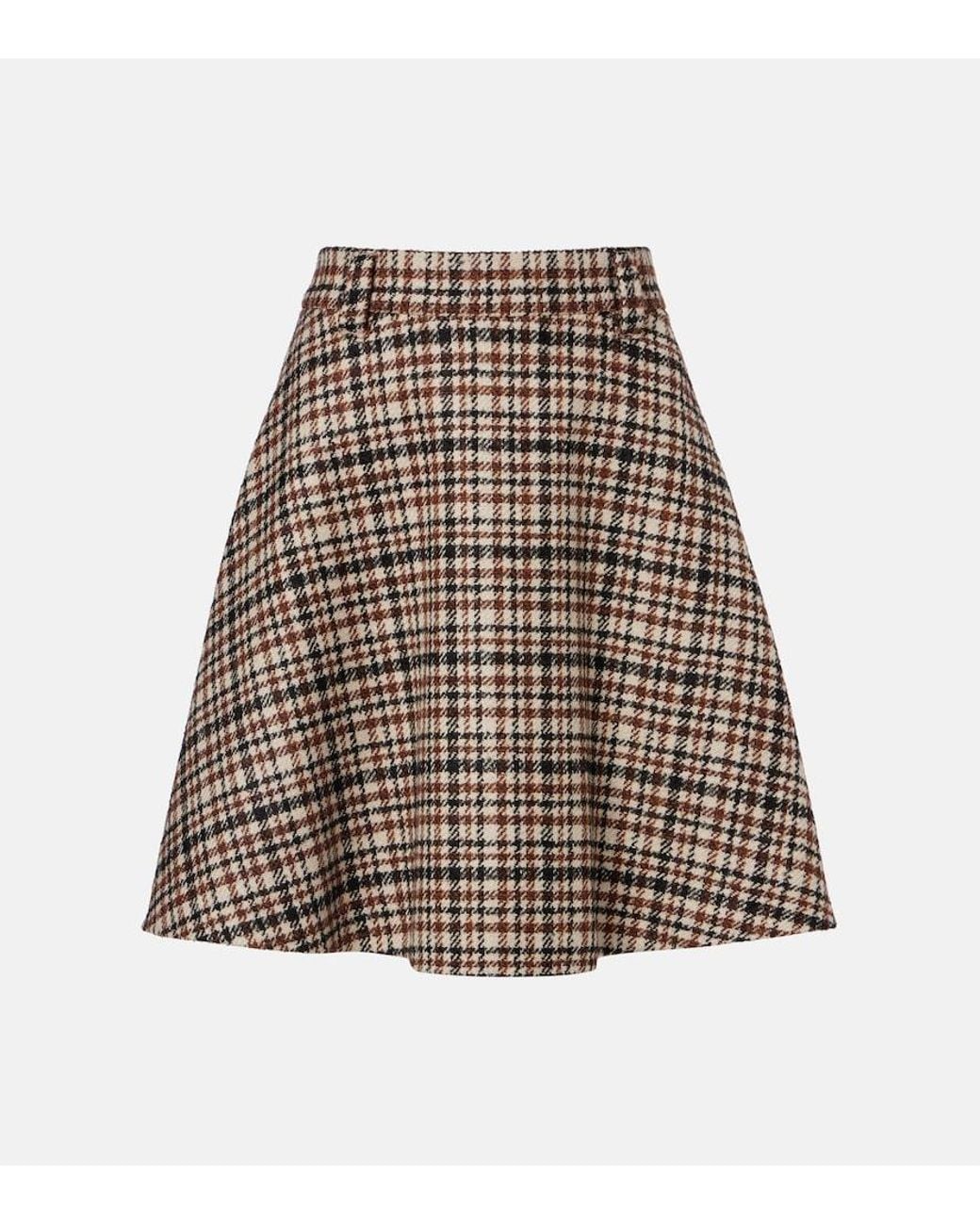 Brunello Cucinelli Natural Houndstooth Wool And Alpaca-Blend Miniskirt