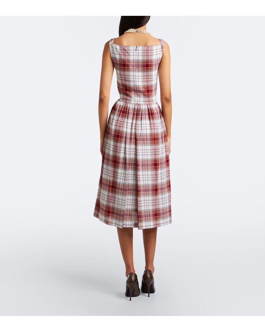 Vivienne Westwood Purple Sunday Draped Tartan Crepe Midi Dress
