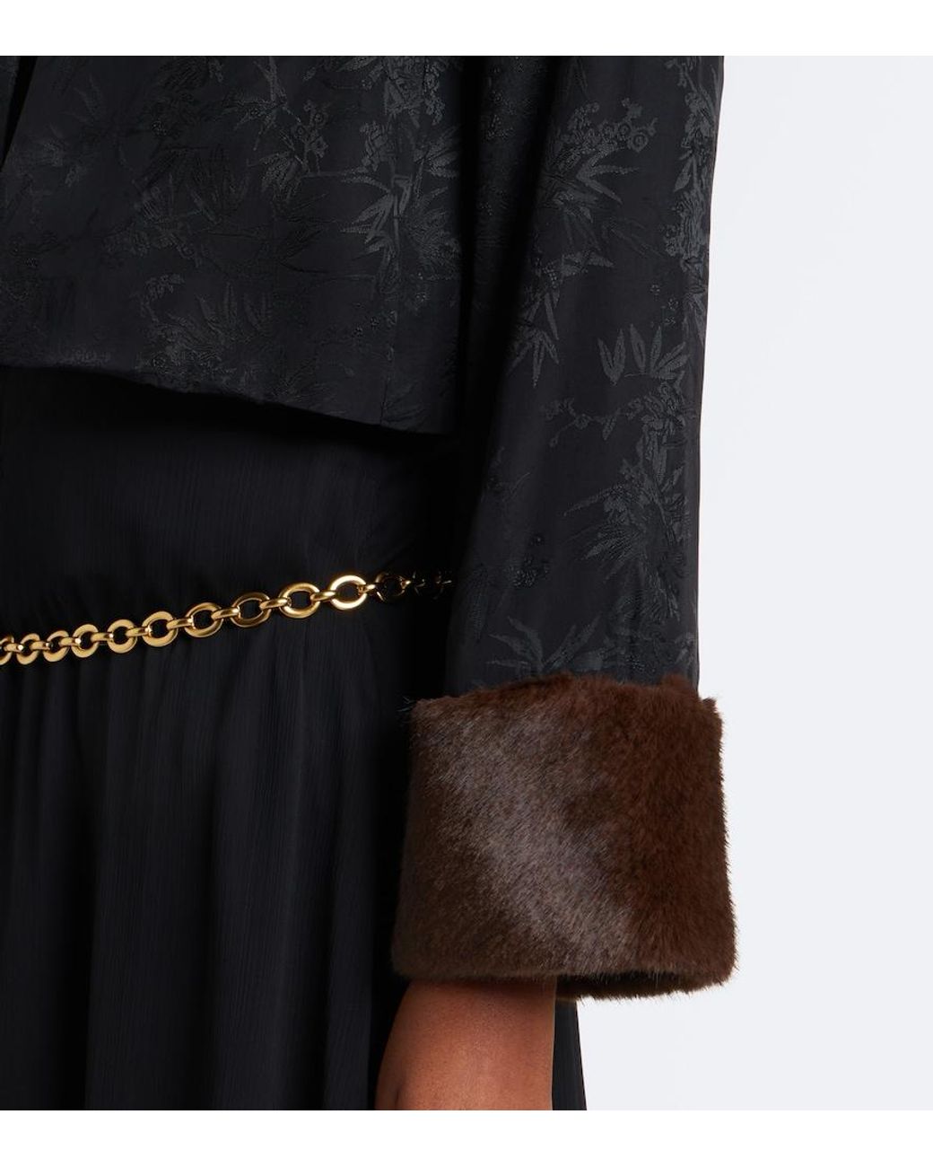 Rixo Black Luanne Jacquard Cropped Jacket
