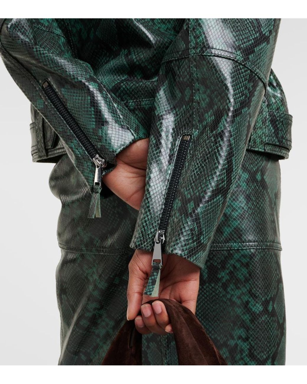 Dorothee Schumacher Green Urban Jungle Snake-Print Leather Jacket