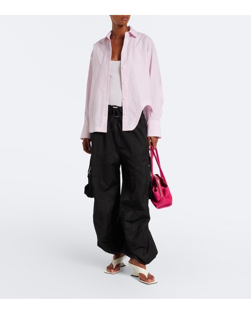 The Attico White Cheope Patent Leather Wedge Sandals