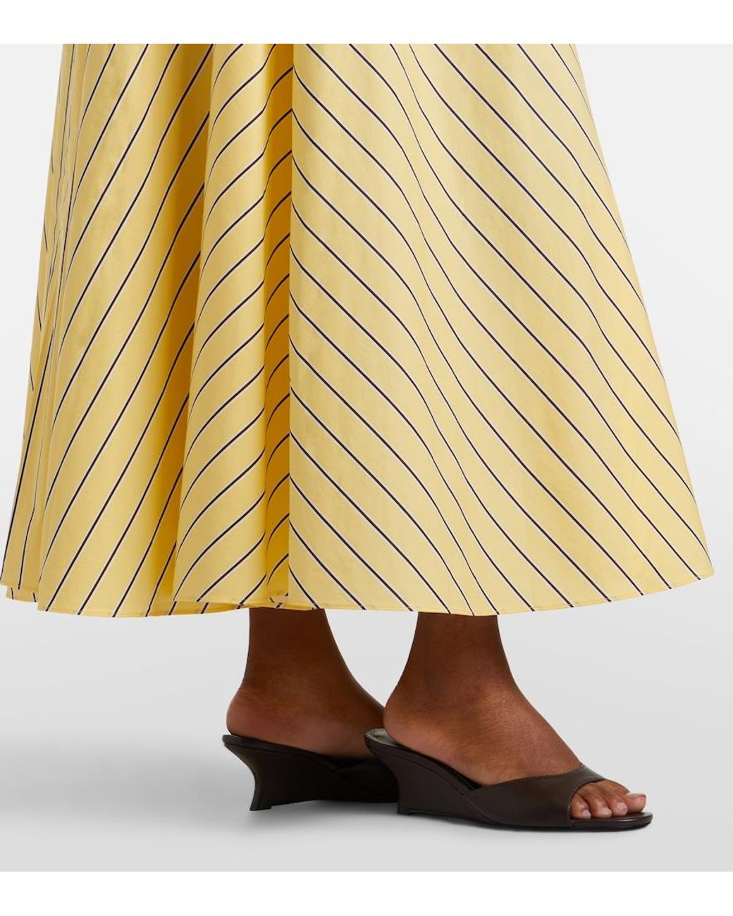 Staud Yellow Milano Striped Cotton Maxi Skirt