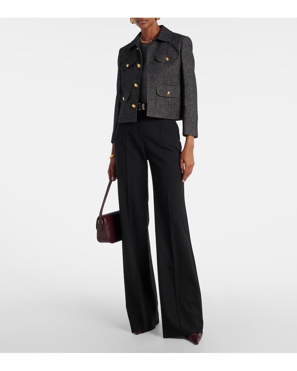 Nili Lotan Black Chamonix Cotton And Wool-Blend Jacket