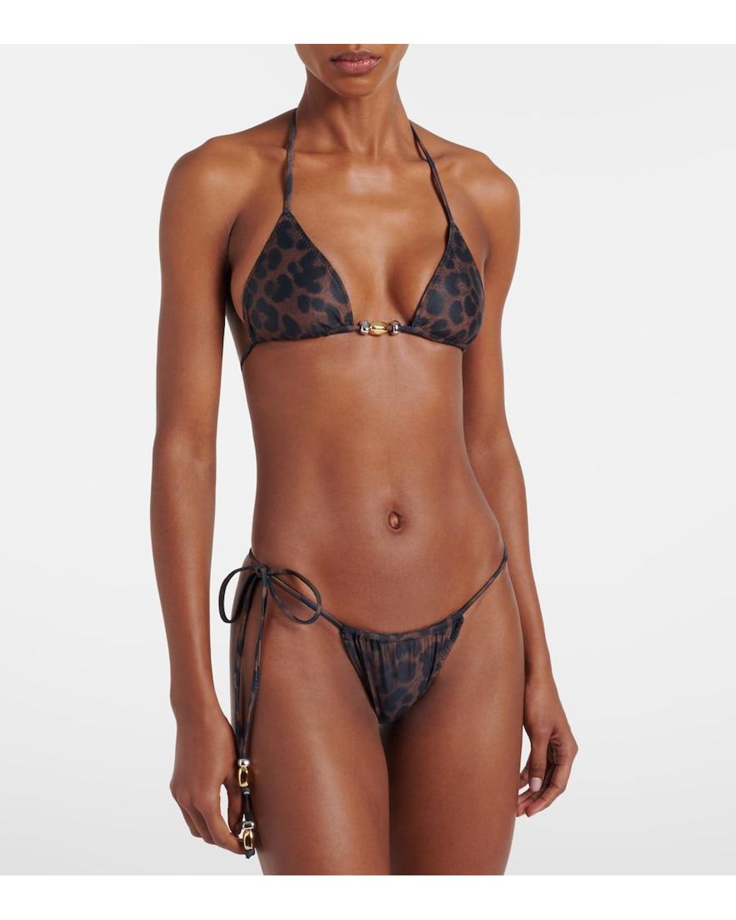 SAME Natural Beaded Printed Bikini Bottoms