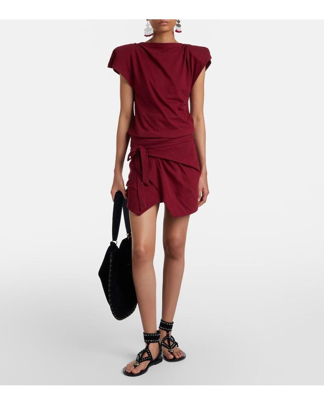 Isabel Marant Red Sebani Asymmetric Cotton T-Shirt